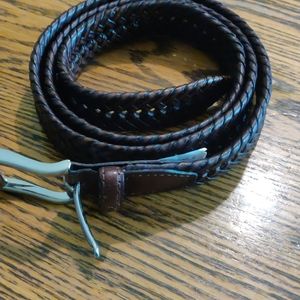 Brown braided leather belt